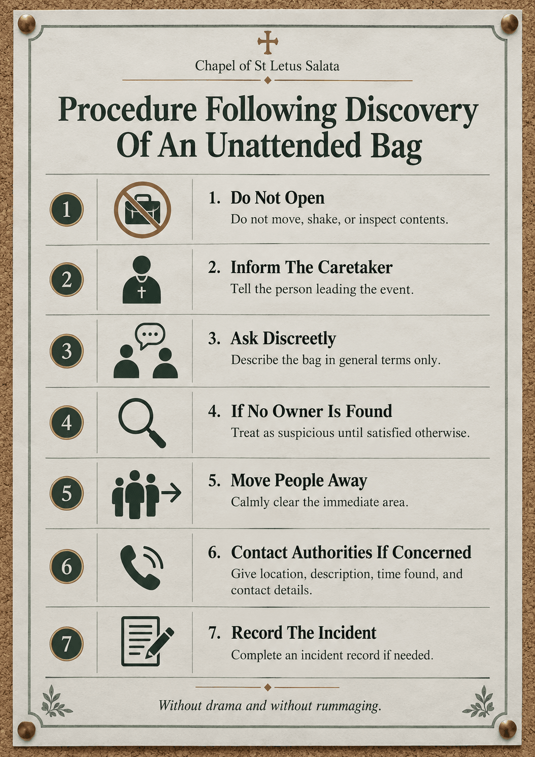 Procedure Following Discovery of an Unattended Bag