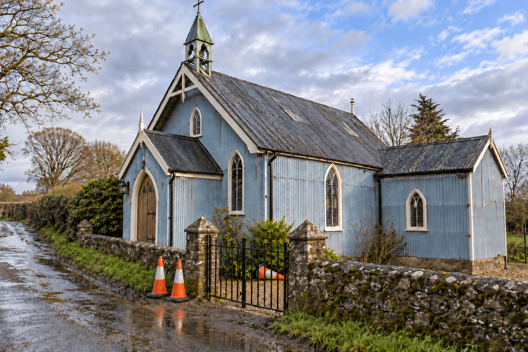 Traffic Cones Around The Chapel