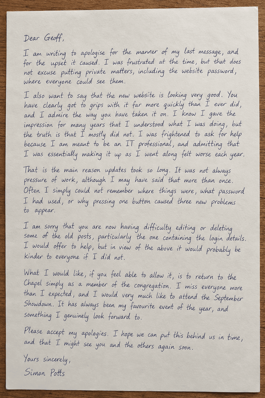 Letter from Simon Potts, 15 Sept 2026